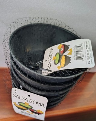Black Salsa Serving Bowls - fruit, dip+ 6pc set NEW Dishwasher safe 5'' diameter