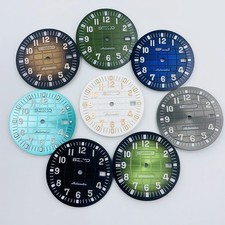32mm Sun Pattern Watch Dial Green Luminous Date for Nh35 Nh36 Movement