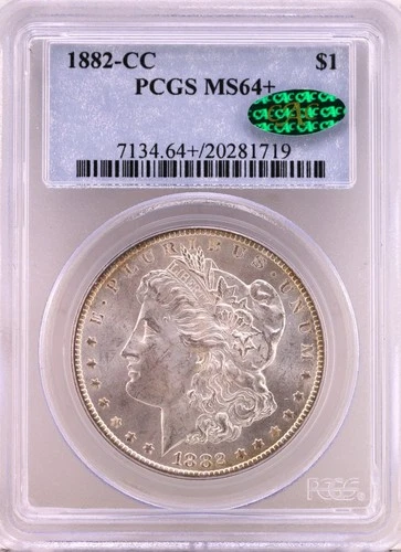 1882 CC Morgan Silver Dollar $1 PCGS MS64+ CAC  (Frosty!)