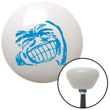 Blue Big Grin Meme White Retro Shift Knob w/ M16x1.5 Insert Shifter Auto Manual