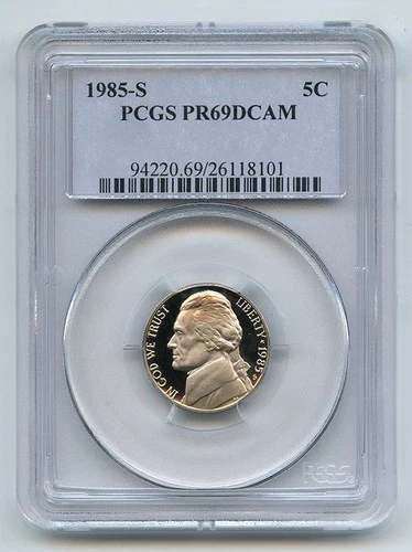 1985-S Jefferson Nickel Proof — photo from the most recent tracked eBay sale