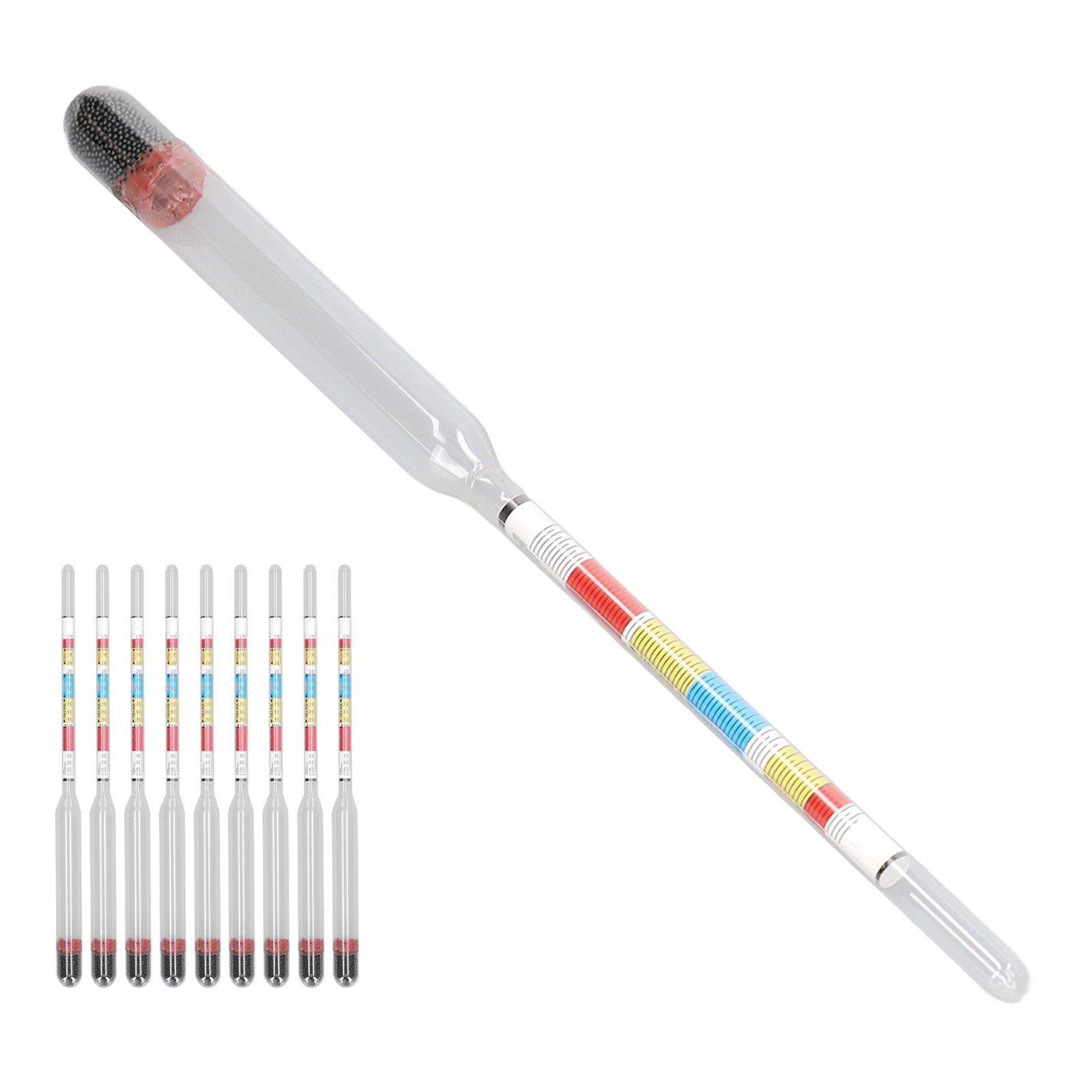 10Pcs Wine Making Meter Home Brewing Beer Hydrometer Test Jar 3 Scales Household