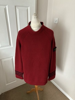 Herren Vintage A/W 02 rot Stone Island Stehkragen Pullover Größe 2XL