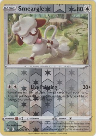 SMEARGLE 128/203 EVOLVING SKIES POKEMON (REVERSE HOLO, NM)