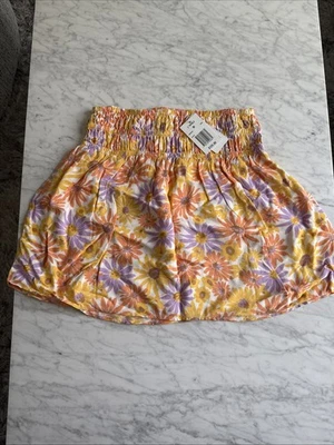 L Space Jax Blumen elastische Taille Minirock M Schwimmen Abdeckung $ 125 Einzelhandel Neu mit Etikett - Bild 1 von 4