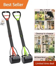 33" Pooper Scooper 2 Pack, XL Long Handle No-Touch Dog Pooper Scooper