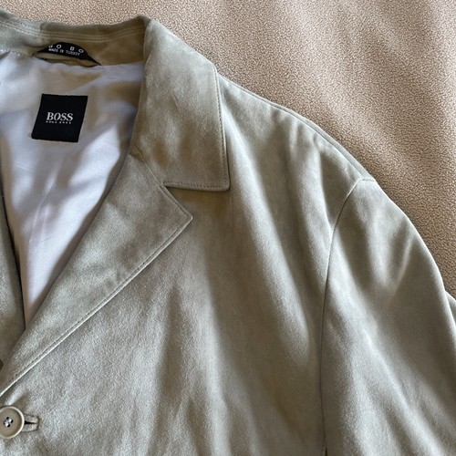 HUGO BOSS Soft Light Gray Grey Suede Field Jacket Coat Made In Turkey 47 Vintage - Picture 8 of 20
