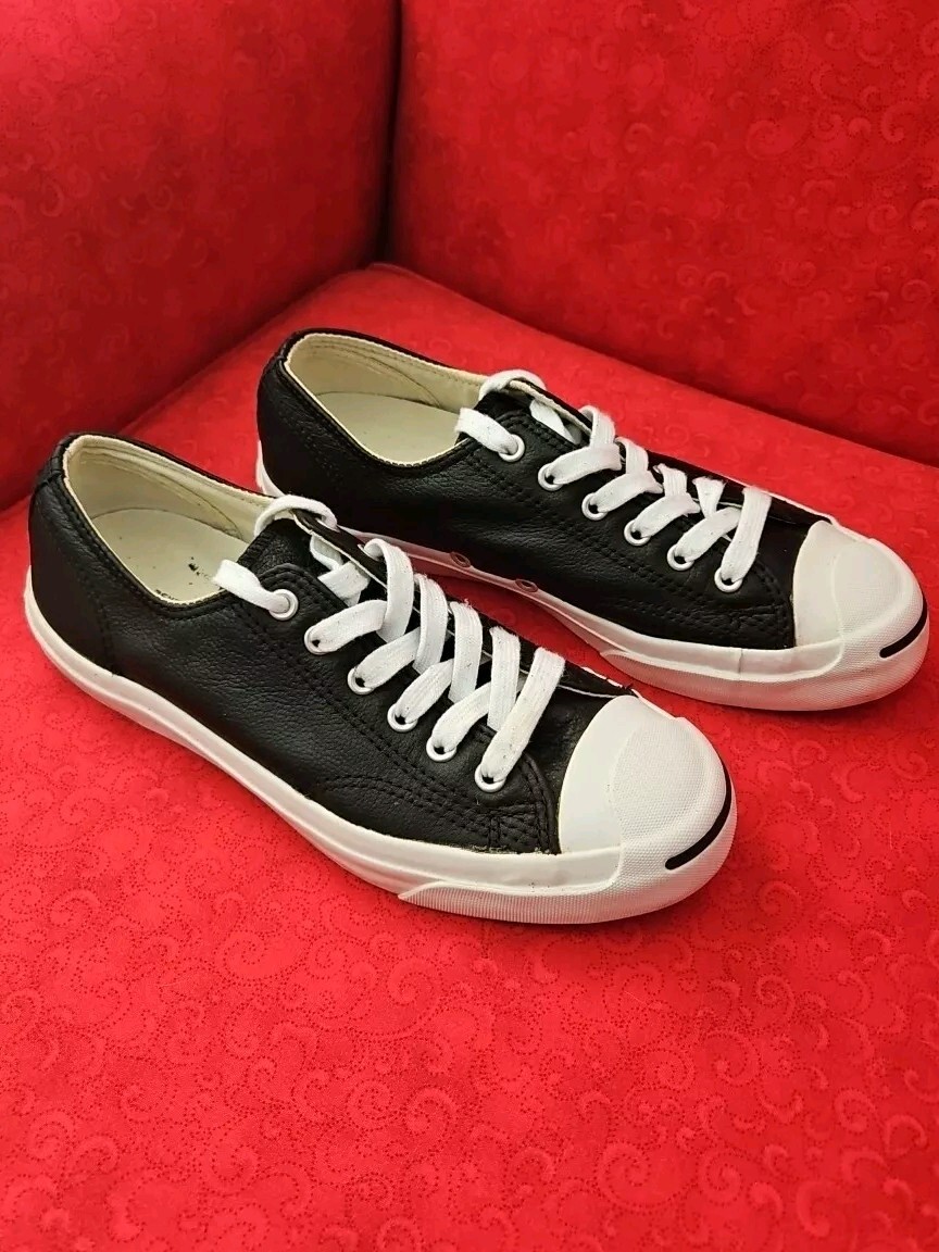 NICE🔥 Converse Jack Purcell JP OX Black Leather Fashion Sneakers
