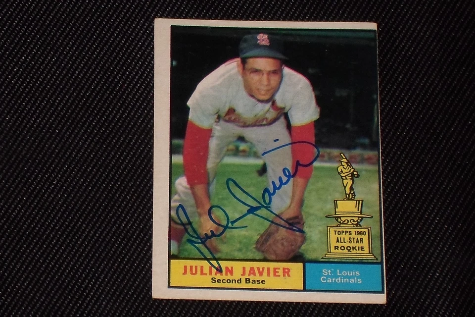 JULIAN JAVIER 1961 TOPPS SIGNED AUTOGRAPHED CARD #148 ST. LOUIS CARDINALS - Photo 1/1