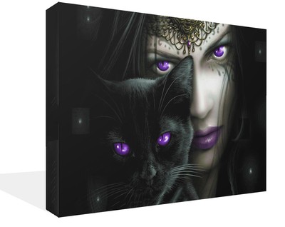 black cat with purple eyes