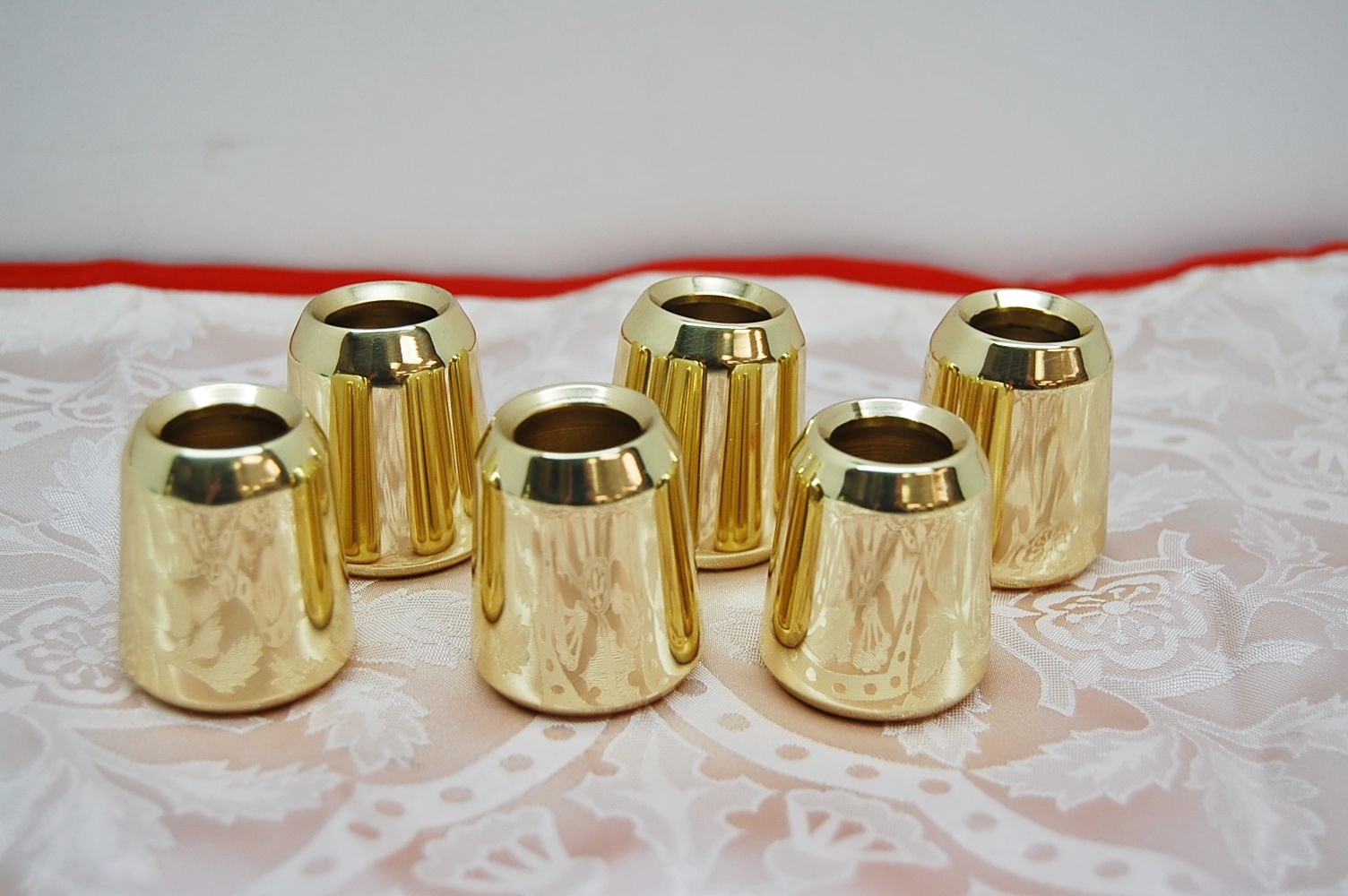 6 New Solid Brass Candle Followers 7/8" Size, Burners, Toppers, Candelabra eBay