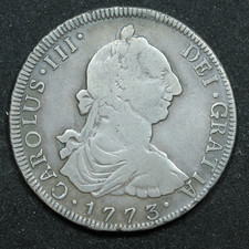 1773 8 Reales Guatemala Silver Coin - Charles III - KM# 36.1
