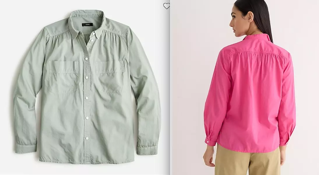 NWT J.Crew $89.50 Garment-dyed cotton poplin utility shirt, Faded Fatigue,  Sz 2