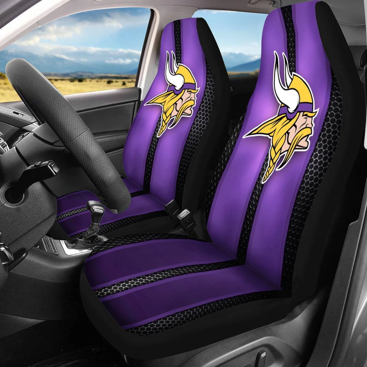 Car Seat Cover Seat Protector 2Pc with Minnesota Vikings