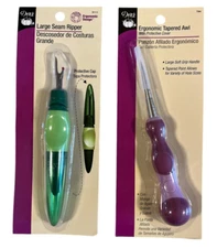 2- DRITZ Sewing Tools Large Ergonomic Seam Ripper and Ergonomic Tapered Awl NEW