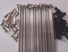 SILVER J-Bend 14g custom length Stainless Bicycle spokes with Brass nipples