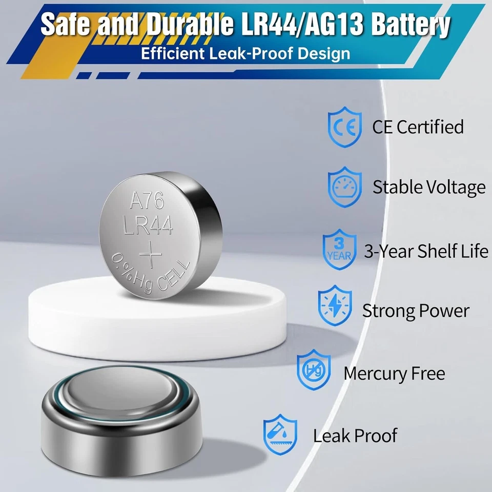 50 PCS AG13 LR44 A76 357 L1154 SR44 1.5V Button Battery Coin Cell - Image 3 of 4