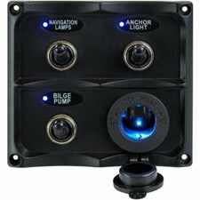 Sea-Dog Water Resistant Toggle Switch Panel w/LED Power Socket - 3. [424623-1]