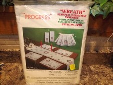 Progress Wreath Stamped Christmas Embroidery Ensemble 8 pc Luncheon Set