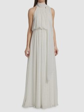 $1295 Halston Women's White Cecilia Chiffon Polka Dot Gown Dress Size 8