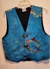 Vintage 80s Global Village M/l Batik Boho Hippie Vest Rayon Indonesia
