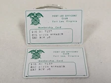 Vtg Officers Club Plastic Membership Card Fort Lee South Carolina 1996