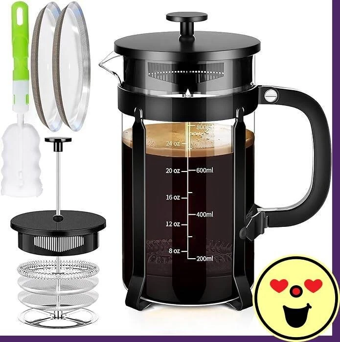 Cafetera de prensa francesa, prensa de café de acero inoxidable 304 con sistema.