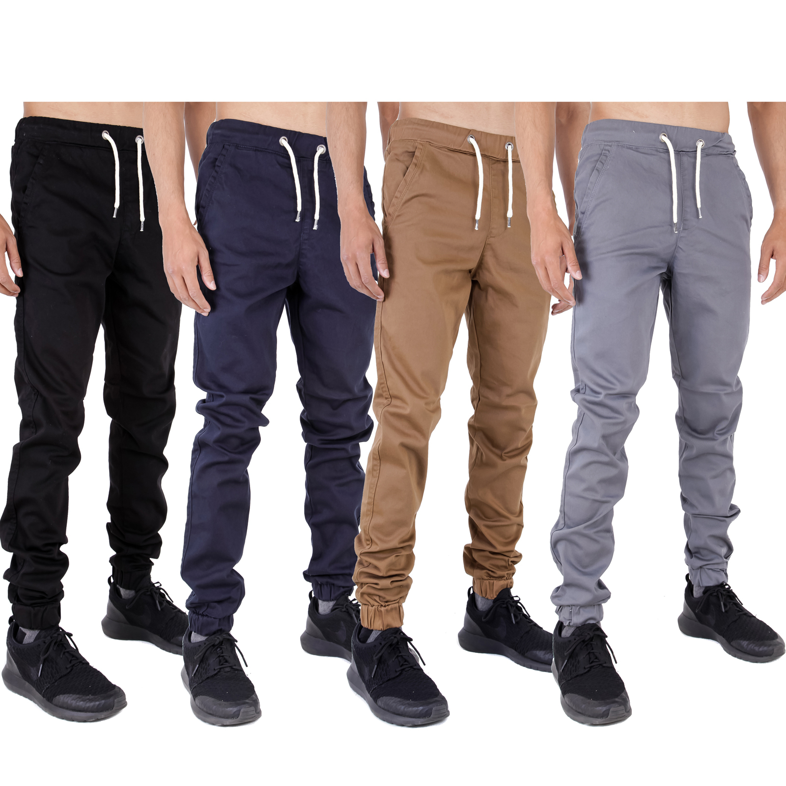 New Mens Sweatpants Quilted Joggers Jogging Skinny Slim Fit Stretch ...