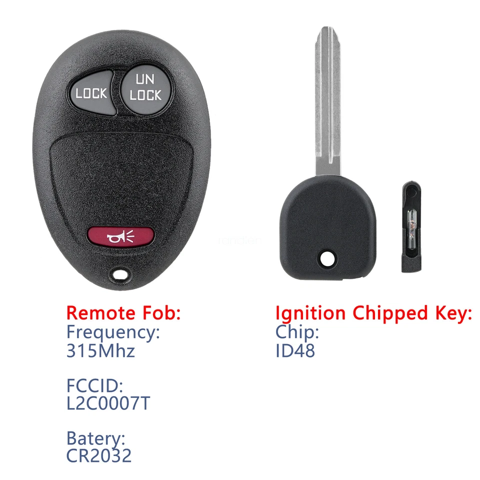 2 Llavero remoto 3B para GMC Canyon 2004 2005 2006 2007 2008 2009 2010 2011 2012 Foto 2 de 4