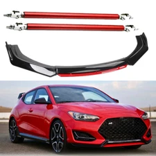 For Hyundai Veloster Front Bumper Lip Body Kit Splitter Spoiler Glossy Black Red