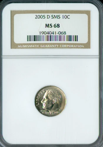 2005 D ROOSEVELT DIME NGC MS68 SMS 2ND FINEST GRADE .