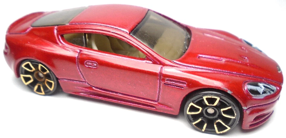 2011 HOT WHEELS ASTON MARTIN DBS RED 1:64 DIECAST 2 3/4" CAR WITH COPPER RIMS - Image 2 of 4
