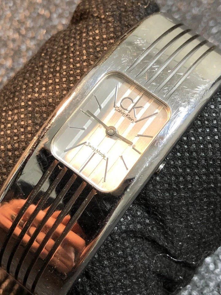Women's Calvin Klein Swiss Quartz 21mm Stainless Cuff Bangle Watch New Battery - Image 3 of 4
