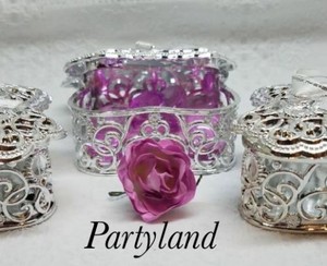 12 Sliver Trinket Box Fillable Wedding Favors Table Decoration