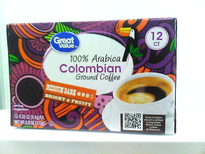 Great Value 100 Colombian Arabica Coffee Keurig K Cup Cups 12 Ct