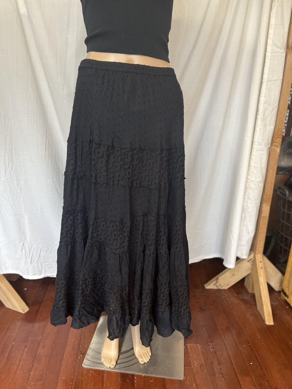 Vintage Saint Tropez West boho maxi skirt black S/M | eBay
