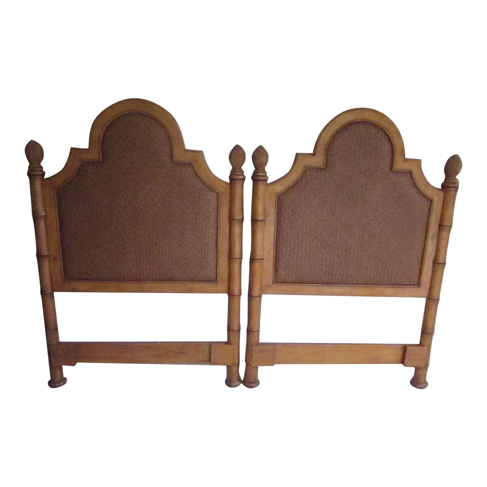 Tommy Bahama Twin Wicker Rattan Bamboo Headboard with Pineapple Finials Set of 2-image