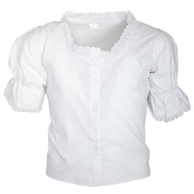 Kinder Trachtenbluse Dirndl Bluse Weiß Mädchen Zweitbluse MS-Trachten
