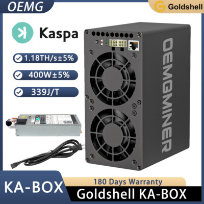 New Goldshell KA Box Kaspa Miner 1.18TH/s 400W Home Mining with Cord and PSU