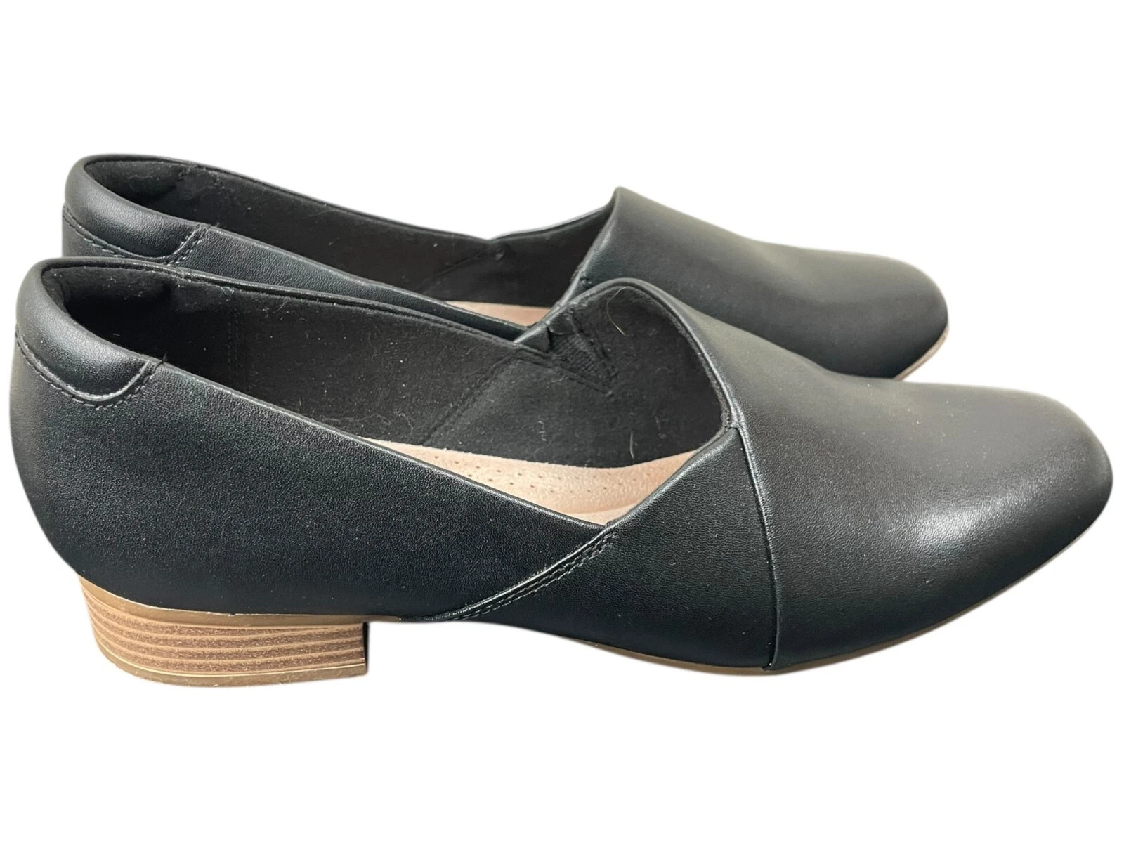 Mocassini Clarks Juliet Palm da donna taglia 10 M neri in pelle scarpe comode