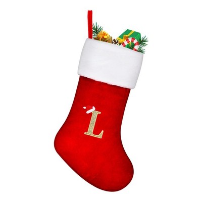 TOPWAYS Weihnachtsstrumpf 45 cm Rot mit Buchstabe L