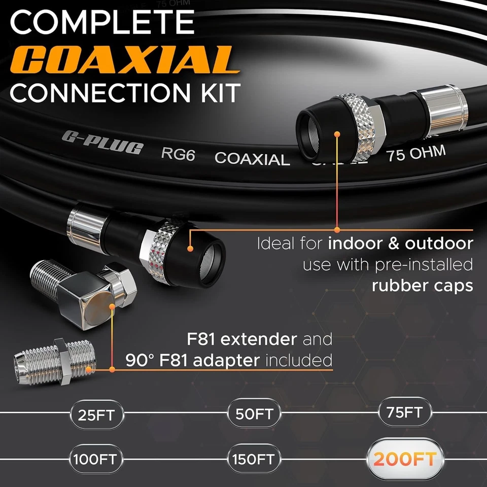 Waterproof Quad Shielded 200FT Coax Cable - HDTV/Satellite - Image 4 of 4