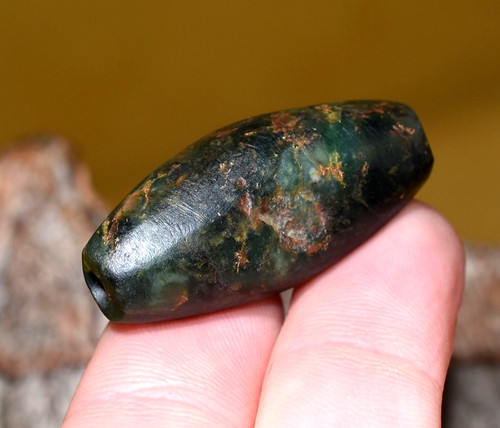Ancient Serpentine Excavated Stone Bead Collected In Nigeria, African Trade