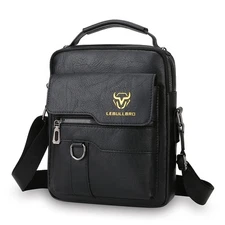 LEBULLBRO Men Leather Shoulder Bag Handbag Crossbody Bag Briefcase Messenger Bag