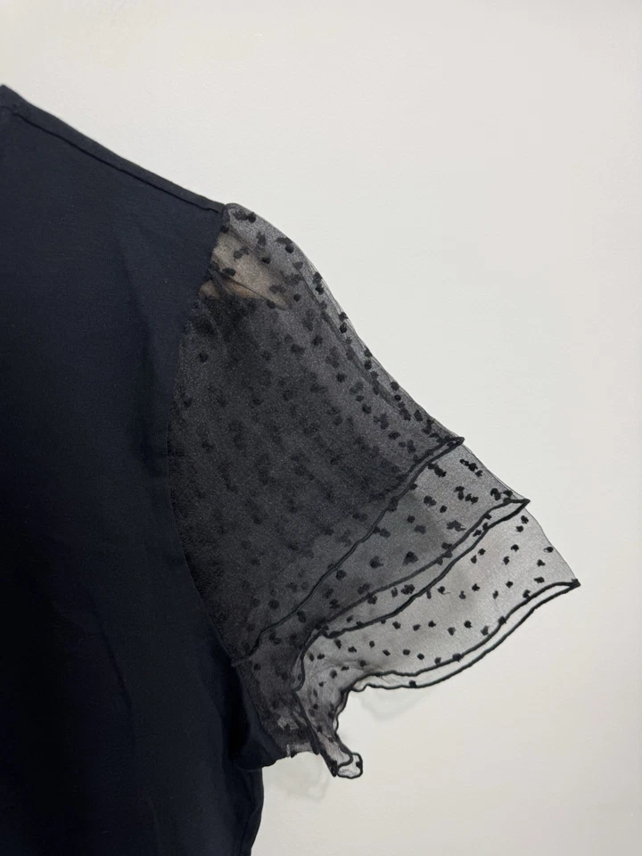 Mint Velvet Black Tulle Sleeve T- Shirt large New With Tags RRP £55 - Image 4 of 4