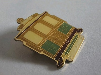 Vintage Brosche Emaille VTG 501 Cost Plus City Souvenir Sammlerstück Gold Ton 
