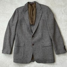 Vintage 80s Cricketeer 42L Wool Tweed Blazer Sport Coat USA Made Jacket