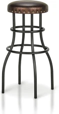 Tallard Farmhouse Metal 28 In. Padded Bar Stool with Nailhead Trim for Dining Ro