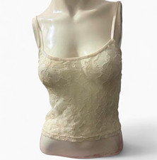 Women&rsquo;s Beige Lace Camisole Tank Top Size M Adjustable Spaghetti Straps
