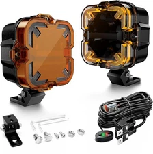 2PCS Offroad Work Light 4" LED Pods Amber Fog Driving Lights for Jeep ATV Truck